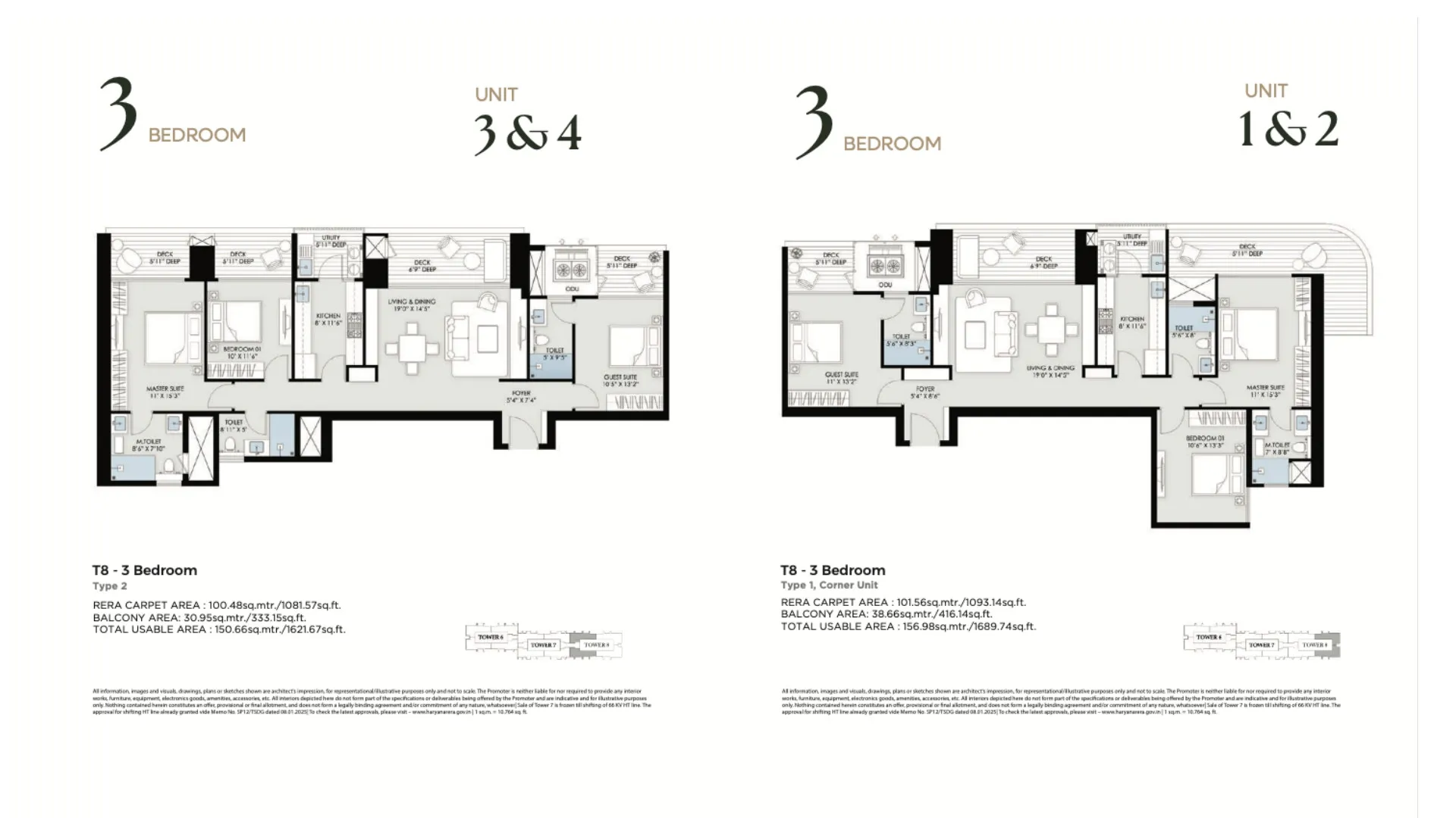 3 BHK — Type 2 floor plan