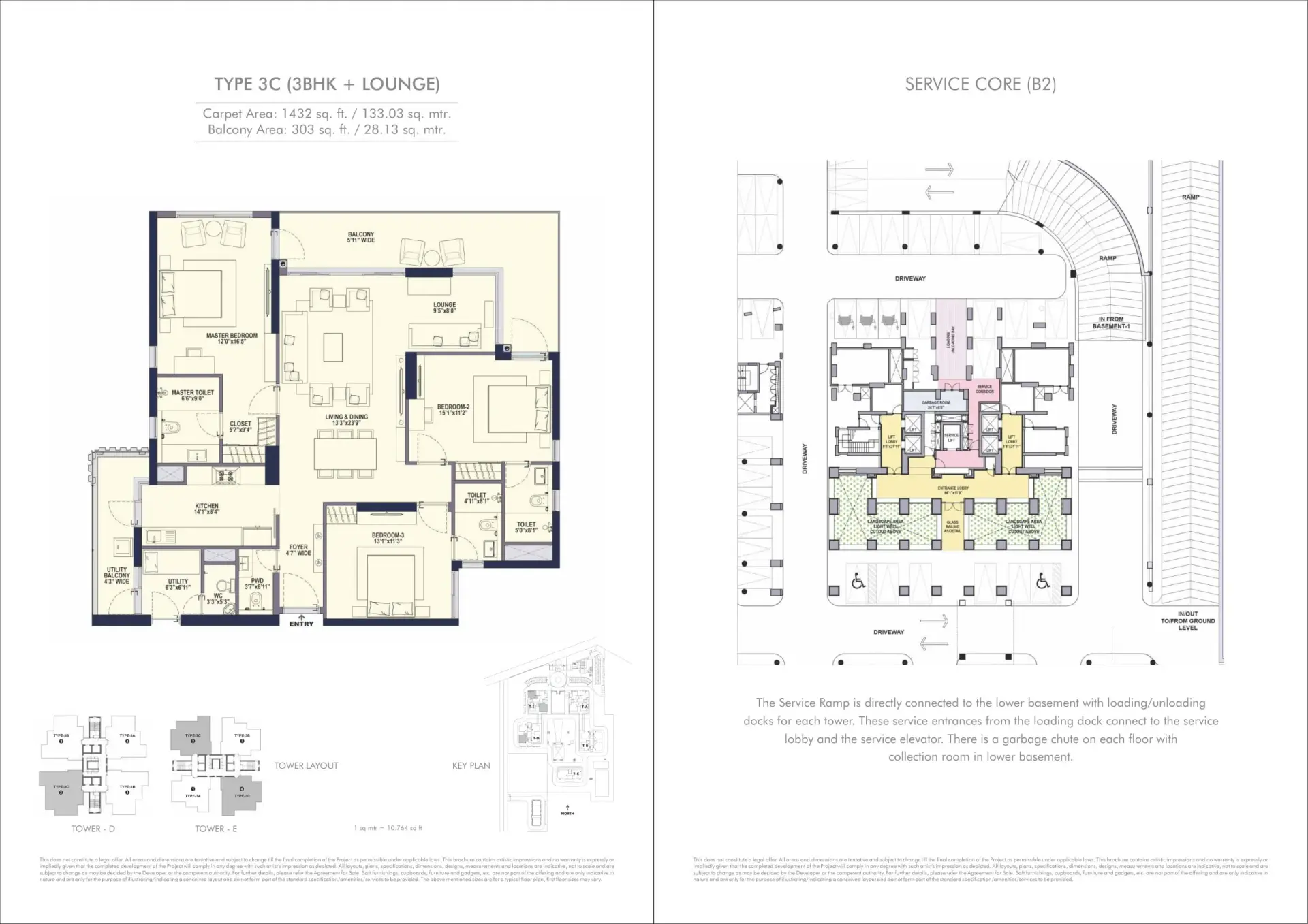 3 BHK — Type C floor plan