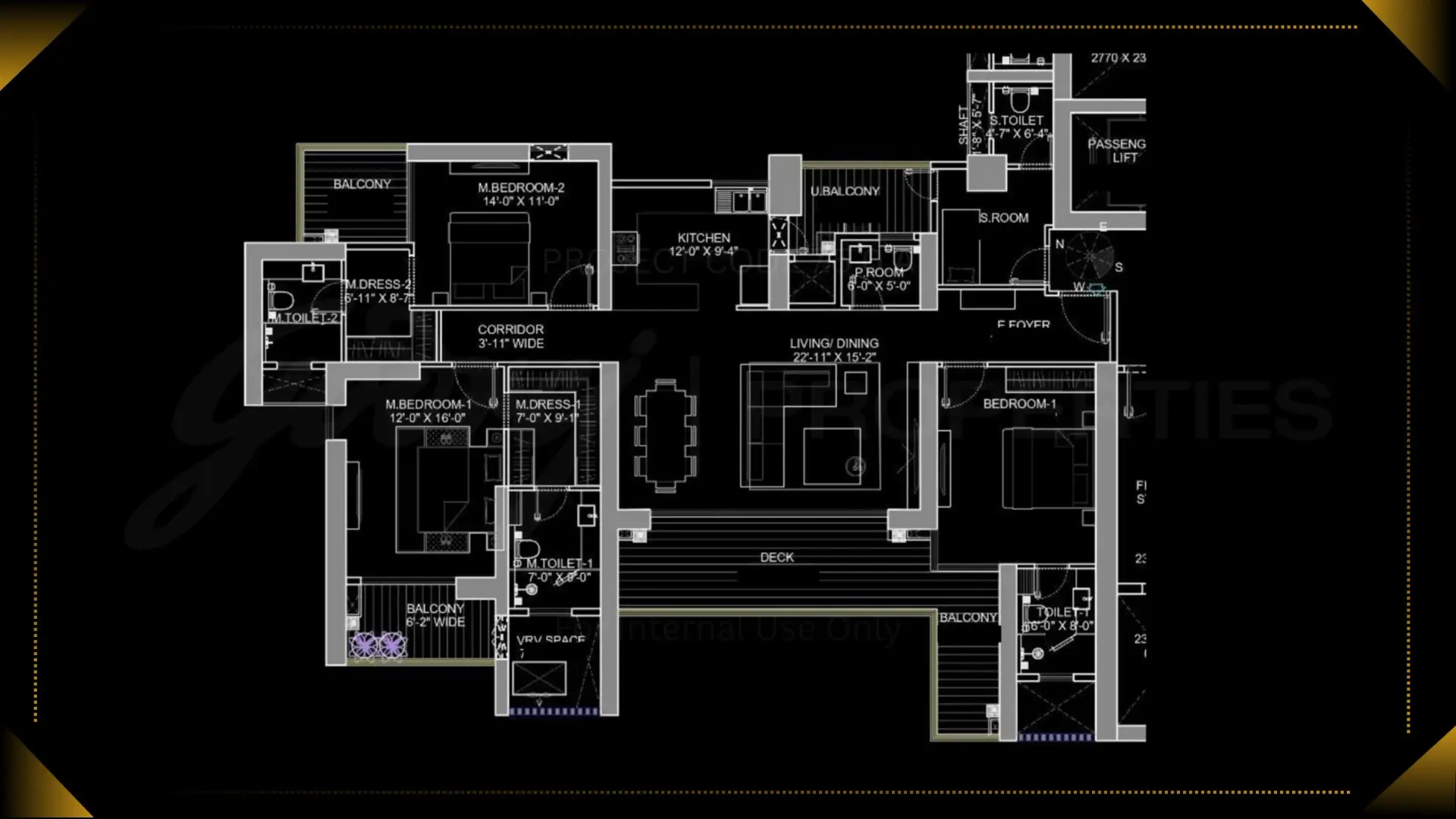 Large 3 BHK + Utility floor plan