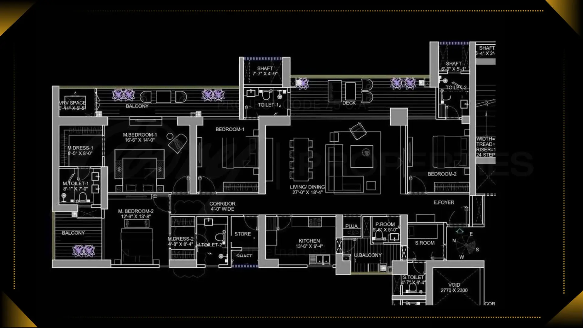 Large 4 BHK + Utility floor plan