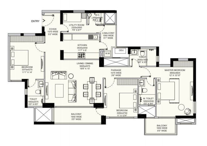 3.5 BHK Floor Plan