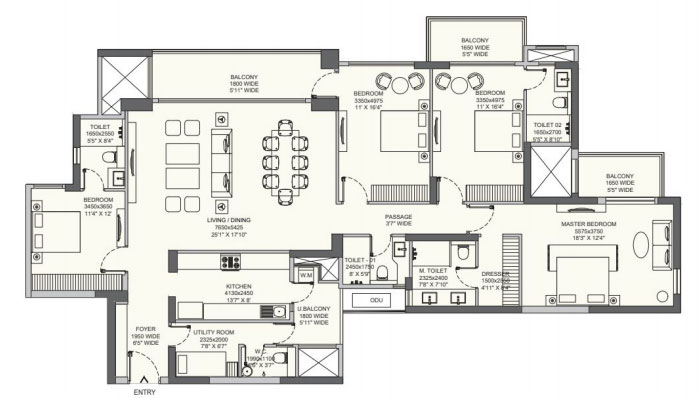 4 BHK Floor Plan