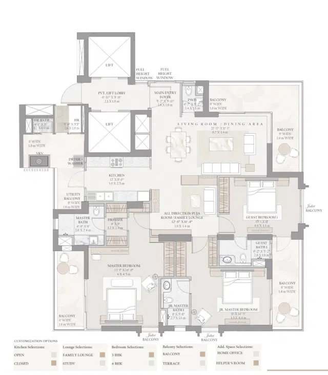 4 BHK Floor Plan