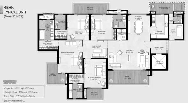 4 BHK Floor Plan