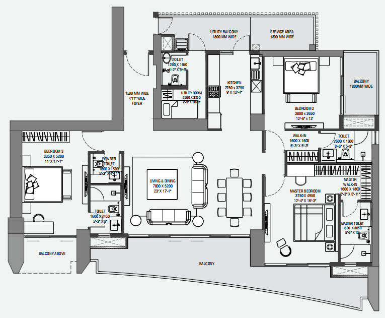 3.5 BHK Floor Plan