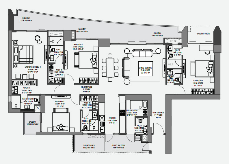 4 BHK Floor Plan