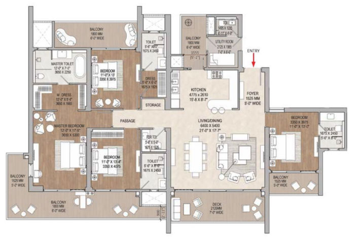 4 BHK Floor Plan