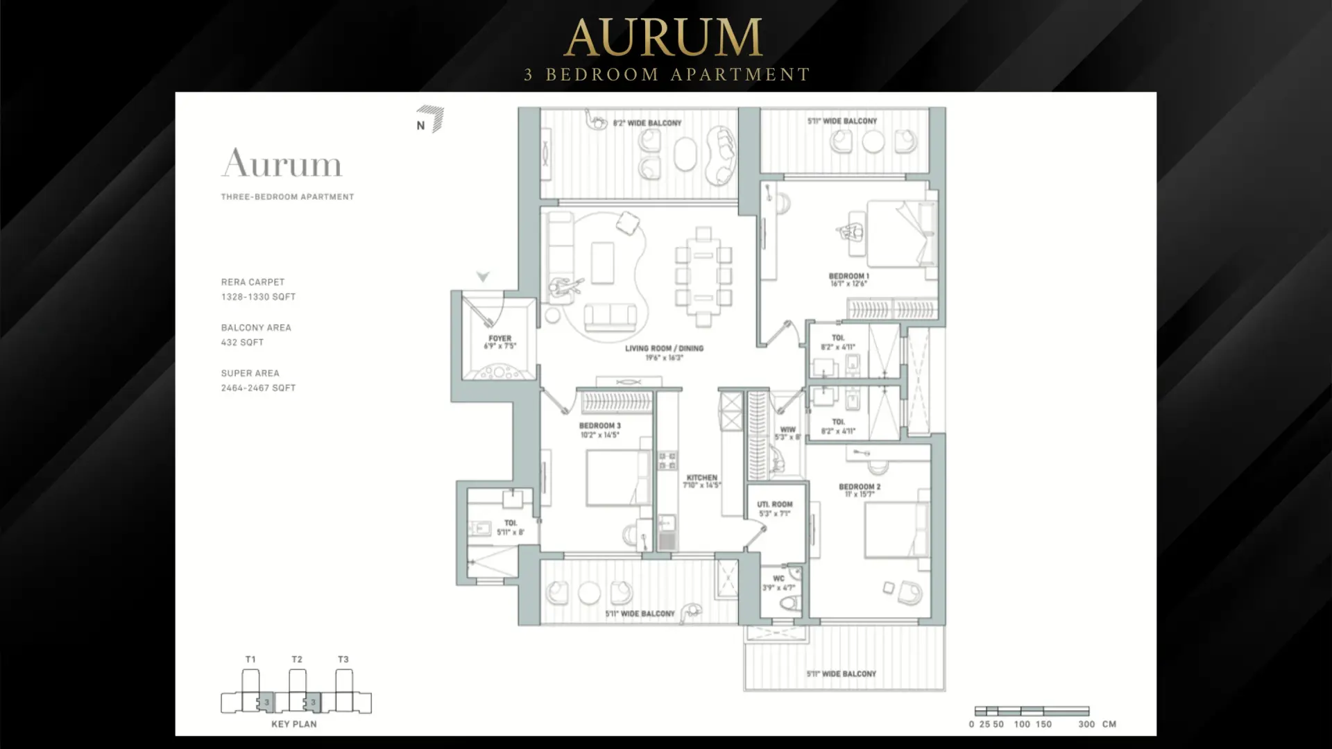 3 BHK · Plan B floor plan