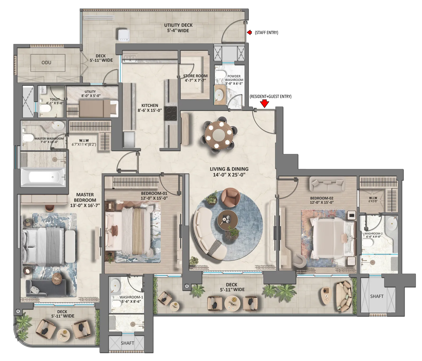 3 BHK · 2,939 sq.ft. floor plan