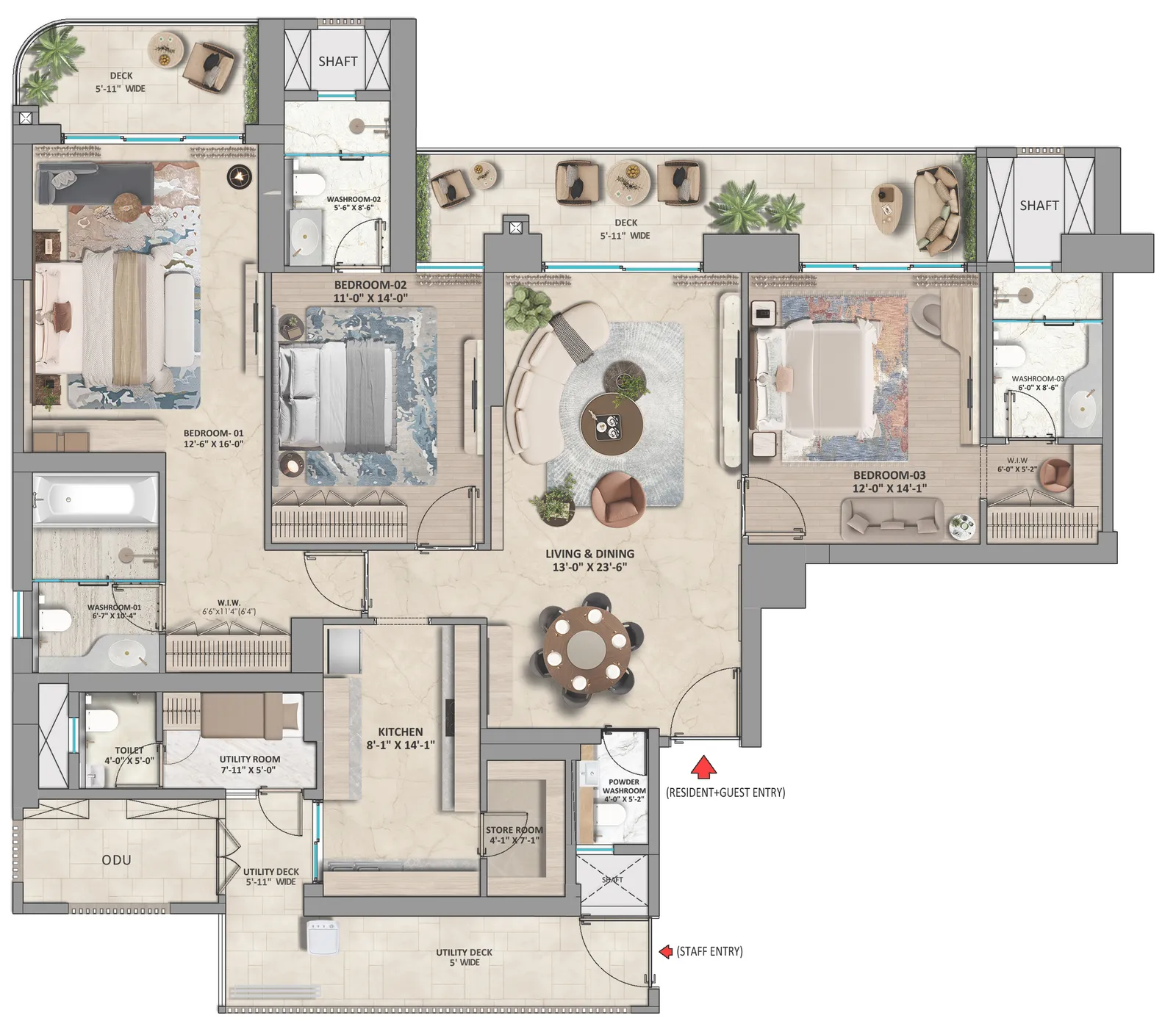 3 BHK · 2,673 sq.ft. floor plan